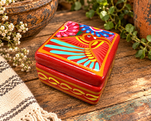 Traditional Hand Painted Clay Box