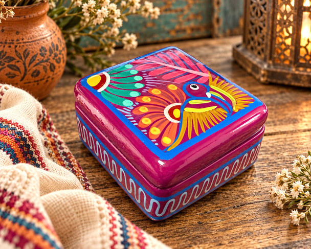 Traditional Hand Painted Clay Box