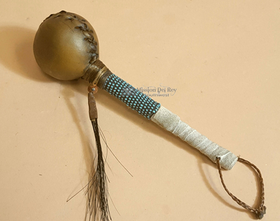 Native American Rawhide Rattle 6.5" Turquoise (nar203) Mission Del