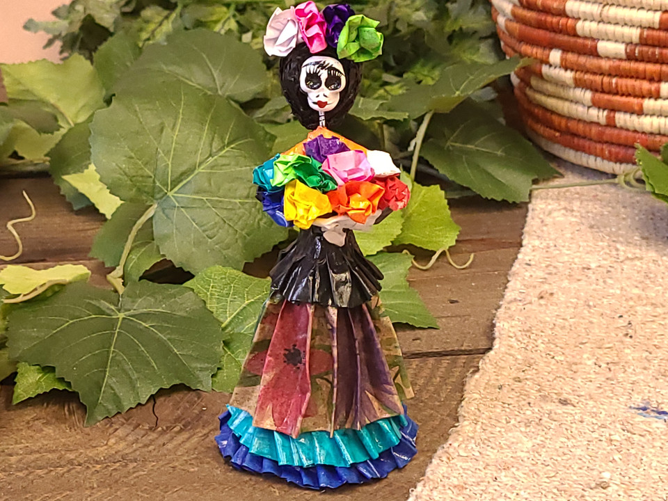 Paper Mache Day of the Dead Katrina Figurine 7.5