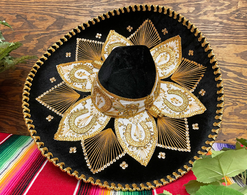 Deluxe Authentic Sombrero Adult Black with Silver Braiding main image 1