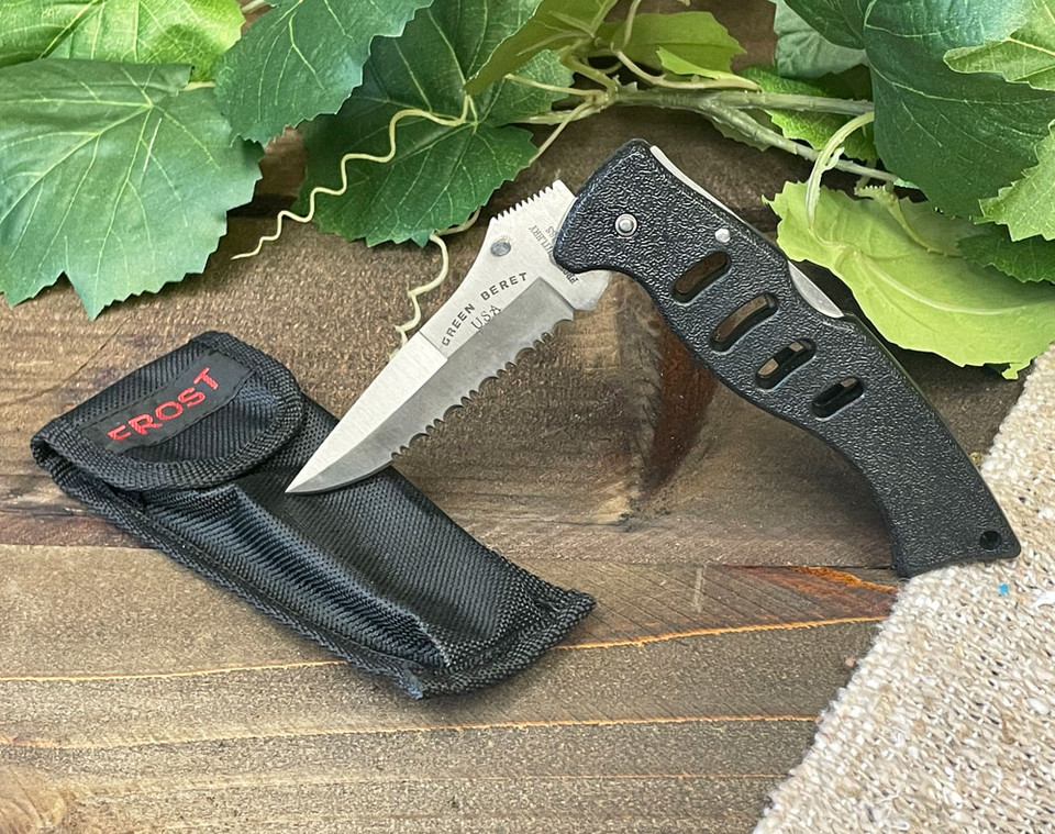 Western Pocket Knife 8.75" Green Beret (136bc26) Mission Del Rey