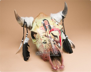 native american longhorn skull drawing