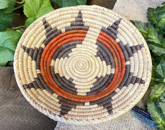 Hand Coiled Basket & Stand 12.25 (b6) - Mission Del Rey Southwest