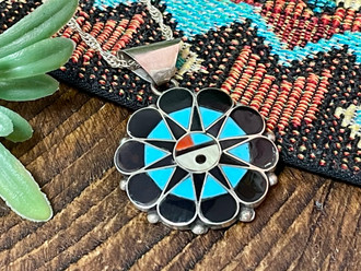 Native American Silver Pendant Necklace 18