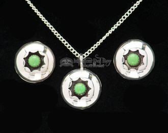 Navajo Silver Necklace Pendant & Earrings 20