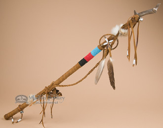 Tigua Indian Deer Skin Antler Talking Stick (ms175)