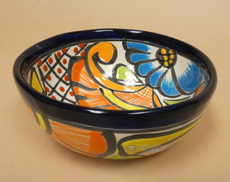 Small Mexican Footed Painted Salsa Bowl (33bc33)