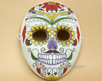 Day of The Dead Celebration Mask - Red Flower - Mission Del Rey Southwest