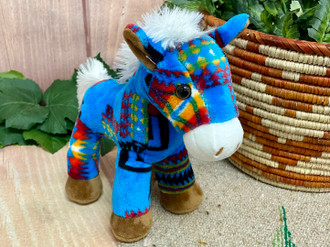 Plush Native Inspired Stuffed Horse - Turquoise (94horse3)
