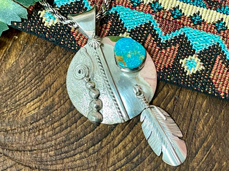 アクセサリー NAVAJO Silver Turquoise Necklace 925 Navajo Necklace 925 Silver Turquoise Native Artist Signed