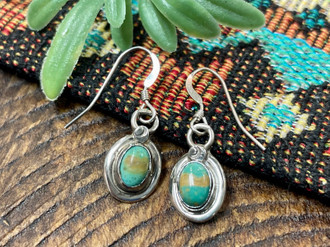 Handmade Santa Rosa Turquoise Earrings In 925 Sterling Silver - 1.85 Inch Drop Dangle Earrings