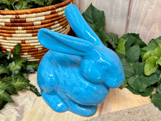 Ceramic Hand Painted Lying Rabbit -Blue (33bc554) - Mission Del Rey ...