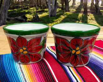 Assorted Hand Painted Poinsettia Talavera Pot 6.75" (33bc558) - Mission Del  Rey Southwest LLC