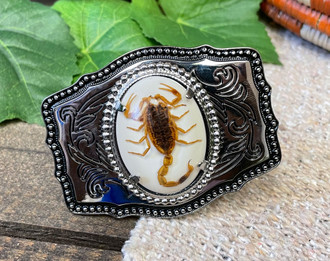 SOUTHWEST STYLE Nickel Silver Statement Belt Buckle Eagle & Scorpion Signed TT 0356-42760-BB-01-Sterling-  main image 4