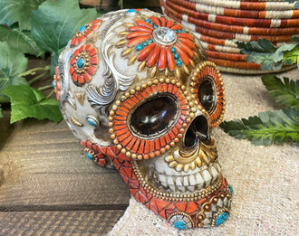 Southwestern Day of the Dead Floral Skull (10ra54181) - Mission Del Rey  Southwest