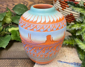 Navajo Etched Vase -Blue Mesa