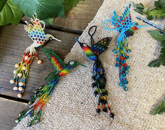 Assorted Seed Bead Ornament -Hummingbird (165bc250beadsb