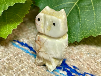 Zuni Fetish フクロウ Hand Carved Zuni Fetish Animal -Owl (65bc223) - Mission Del Rey