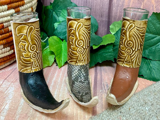Mexican Leather Boot Shot Glass -Aztec Warrior (167bc75) - Mission Del ...