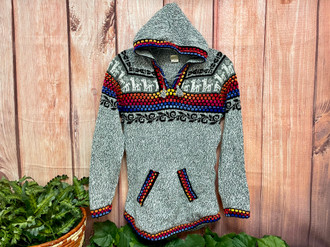 Southwestern Alpaca Knitted Hoodie -Medium (12bc280) - Mission Del