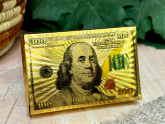 Benjamin Franklin $100 Bill Design Wallet - Faux Leather, Credit Card & Photo Holder
