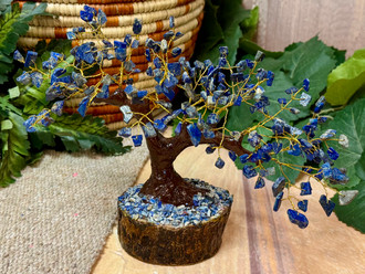 Natural 210 Gemstone Leaf Bonsai Tree 9" -Sodalite (226bc5)