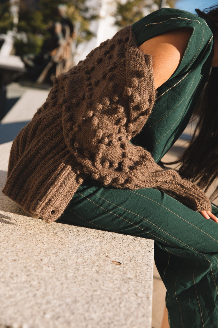 Hand Knit Nepali Wool Jill Sweater - Brown XS, M and L