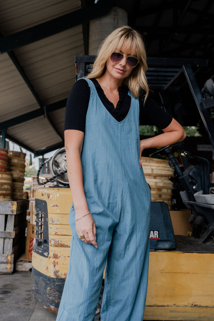 Charli Handwoven Cotton Jumpsuit in Blue - Pre-Order 6/30