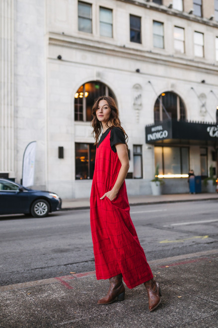 Robbi Handwoven Cotton Dress in Red  - Pre-Order 7/31