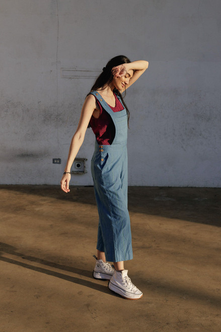 Dilsi Handwoven Cotton Overalls in Cobalt Blue - Pre-Order 7/31