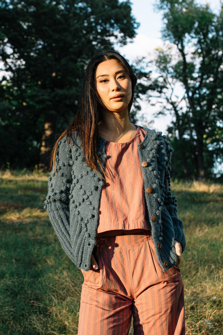 Katie Handwoven Cotton Set in Mauve and Dust Stripe - Pre-Order 7/31