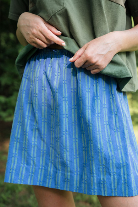 Mila Handwoven Cotton Mini Skirt in Periwinkle and Kelly Green - Pre-Order 6/15