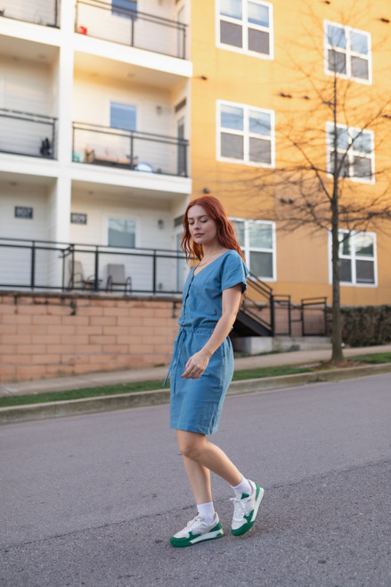 Gabby Handwoven Cotton Drawstring Dress in Cobalt Blue - Pre-Order 6/15