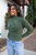 Baby Alpaca Lace Knit Mock Pullover in Sage Green