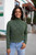 Baby Alpaca Lace Knit Mock Pullover in Sage Green