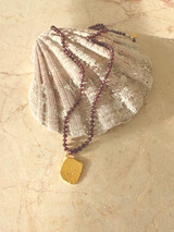 But You hand knotted garnet and 18k gold vermeil coin necklace