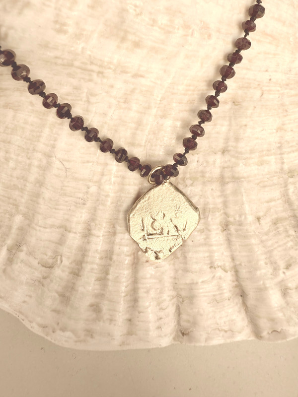 garnet necklace with replica coin
