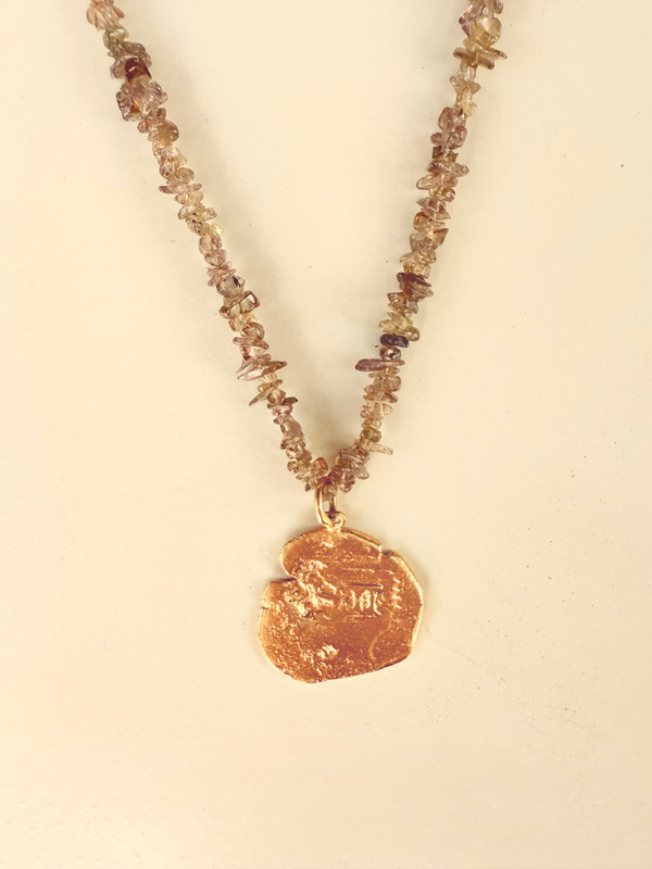 Babe Raider Quartz  Long Coin Necklace