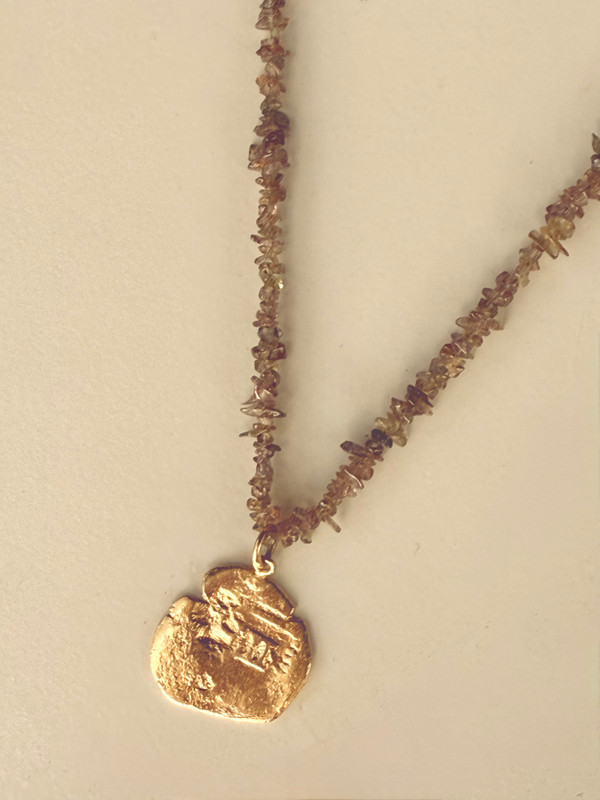 Babe Raider Quartz  Long Coin Necklace