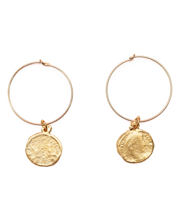 Amaro Hoops in 18k Gold Vermeil Spanish Pirate Coin