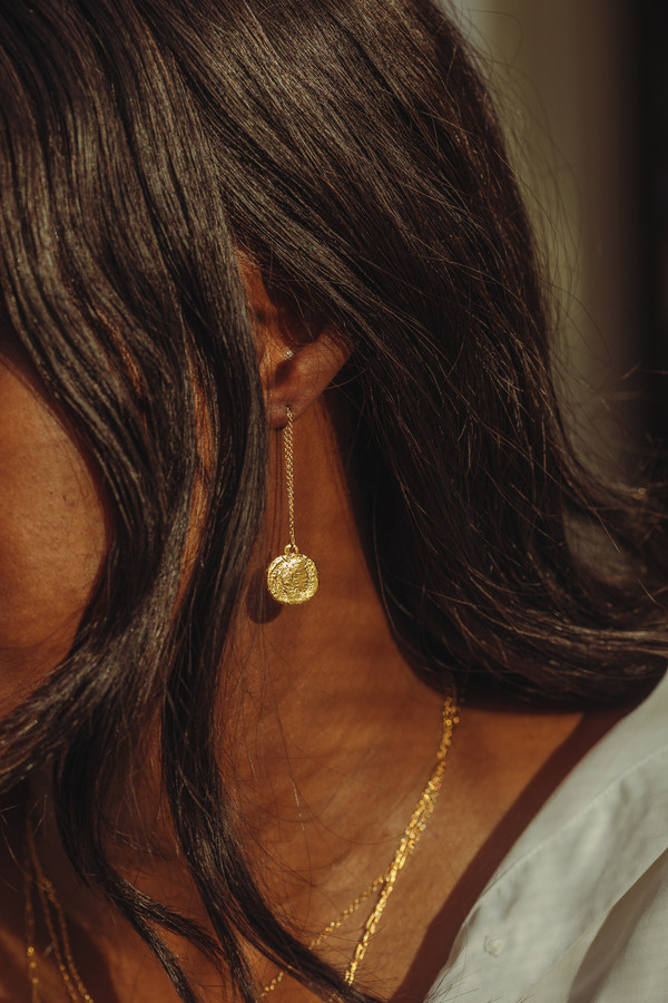 Marinero Threader Earrings 18k Vermeil Pirate Coin Earring