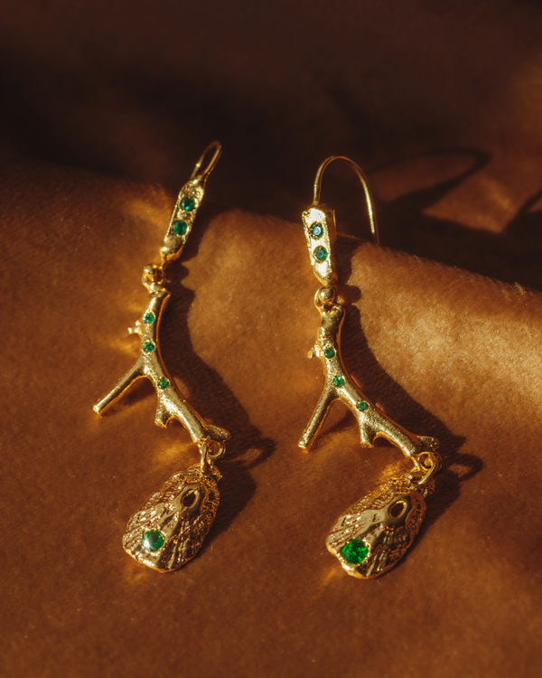 Outer Reef Emerald Earring Set emerald stones and 18k gold vermeil