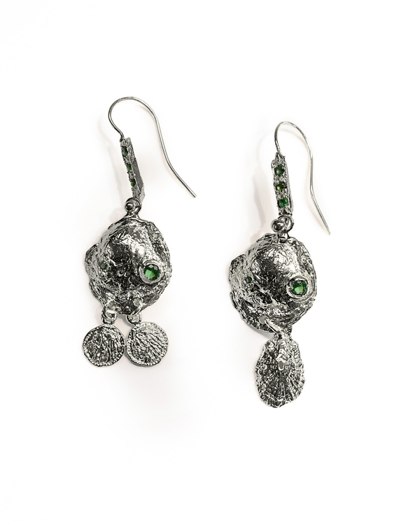 Rune of Pearth Stone Earrings in Silver