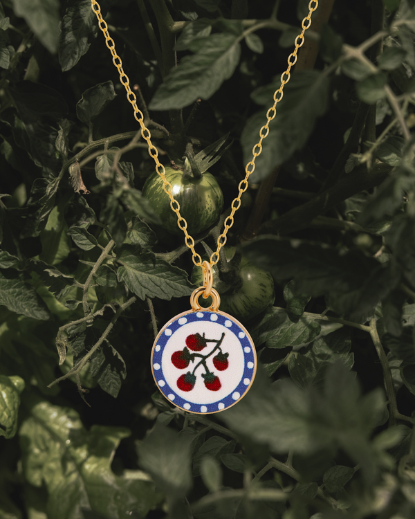On the vine tomato charm necklace for girls