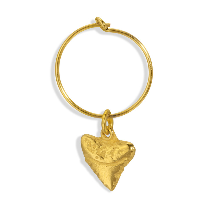 Thresher shark tooth gold earring