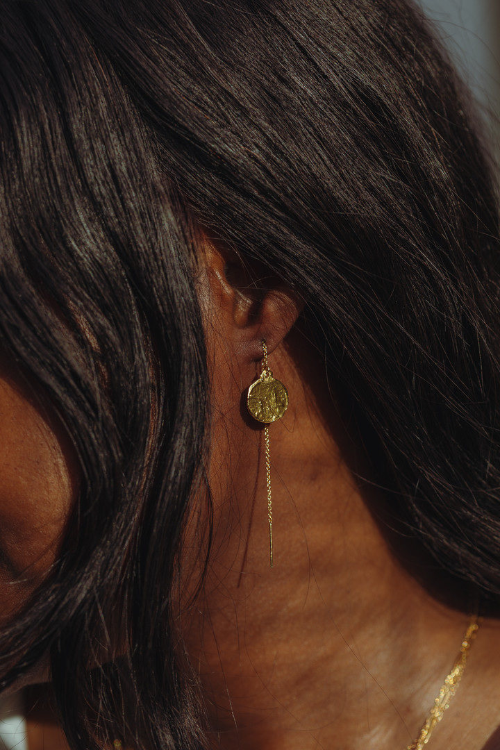 Marinero Threader Earrings 18k Vermeil Pirate Coin Earring