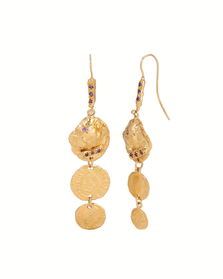 Don't Stop Amethyst Drop Stone Earrings