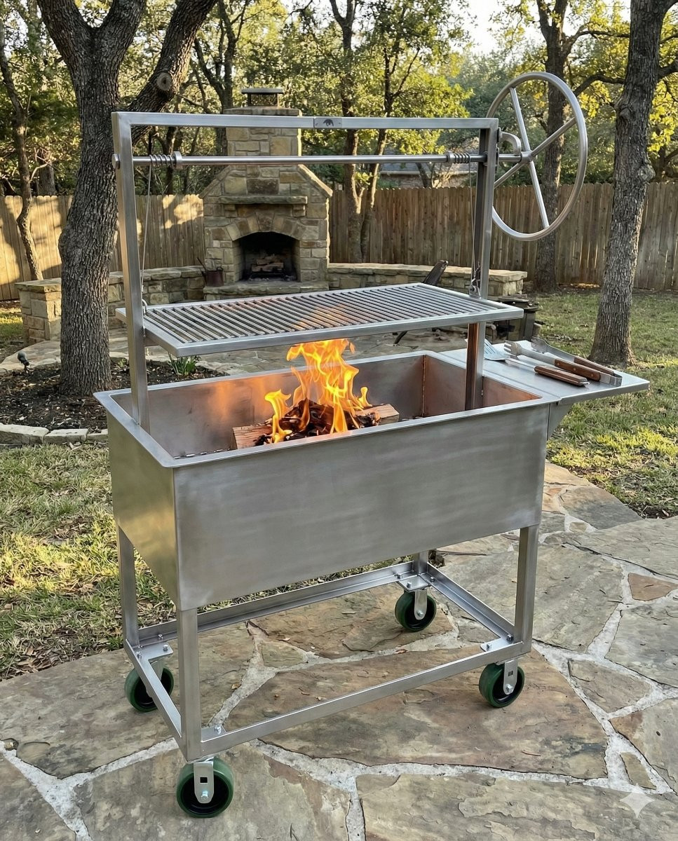 NEUF Rôtissoire en Acier, Barbecue Grill Jardin, Barbecue Charbon de