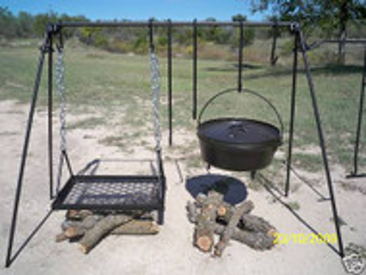 Bruntmor Portable Cast Iron Outdoor Swing BBQ & Campfire Cooking